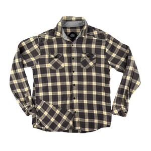 686 Flannel Shirt Mens XL Brown Plaid Long Sleeve Button Up 100%‎ Cotton